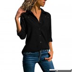 One promise Fashion Women Plus Size V-Neck Button Long Sleeves Tops Loose Solid Hole Blouse Black B07Q3763FV